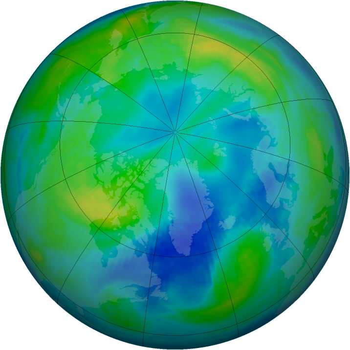 Arctic ozone map for 31 October 1991